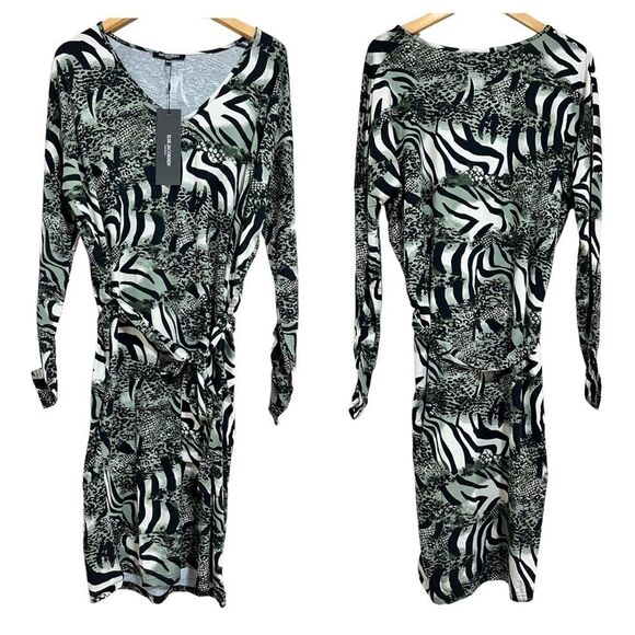 Ilse Jacobsen Animal Print Belted Long Sleeve Jersey Dress - Picture 2 of 8